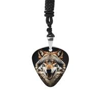 RLDOBOFE Hungry Like A Wolf Guitar Pick Necklace Stainless Steel Guitar Pendant Necklace Hip Hop Punk Music Jewelry Customizable Gifts Accessory for Women Men Music Lovers