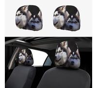 RLDOBOFE Husky Dog Car Headrest Cover 2 PCS, Funny Auto Front Seat Head Rest Protector, Universal Car Headrest Protector Elastic, Personalized Seat Cover Headrest Trim for Most Cars