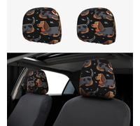 RLDOBOFE I Love My Dog Dachshunds Car Headrest Cover 2 PCS, Funny Auto Front Seat Head Rest Protector, Universal Car Headrest Protector Elastic, Personalized Seat Cover Headrest Trim for Most Cars