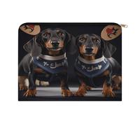 RLDOBOFE I Love My Dog Dachshunds Makeup Bag Equipped with Sturdy Zipper Makeup Pouch Polyester Fabric,Storage Bag for Travel Toiletries Cosmetics Cables Pens Office Supplies