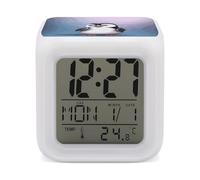 RLDOBOFE I Love Penguins Alarm Clock for Bedroom, Wake Up Clocks with 7 Color Changing Night Light, Digital Alarm Clock with Temperature for Gym, Kitchen, Yoga, Meeting