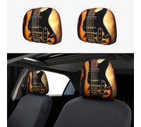 RLDOBOFE Instrumental Guitar Car Headrest Cover 2 PCS, Funny Auto Front Seat Head Rest Protector, Universal Car Headrest Protector Elastic, Personalized Seat Cover Headrest Trim for Most Cars