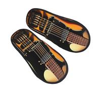 RLDOBOFE Instrumental Guitar Printed Slippers Cozy Indoor Slide Unisex House Slippers Soft Plush Slip-on Slippers, Black, One Size