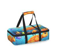 RLDOBOFE Insulated Casserole Carrier Portable Pie Carrier Bag for Hot or Cold Food, Leakproof Thermal Lunch Bag Warmer Cooler Bag with Handle, Turtle and Fish Lunch Tote for Picnic