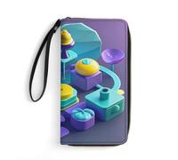 RLDOBOFE Interesting Shapes PU Leather Wallet with Rope, Zip Multi-Layer Pocket Card Holder, Small Purse for Men And Women