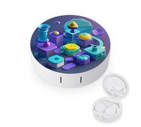 RLDOBOFE Interesting Shapes Round Contact Lens Case, Portable Contact Lens Box with Mirror, Compact Holder Container for Daily Makeup Office Travel Outdoor