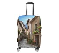 RLDOBOFE Italian Town Street Travel Luggage Cover Anti Scratch Suitcase Protector Washable Elastic Baggage Cover, white, Small, Stylish