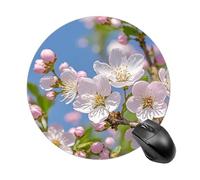 RLDOBOFE Japanese Cherry Blossom Mouse Pad, Rubber Base & Smooth Cloth Surface, Portable Round Mouse Pad, Rubber Mousepad for Office Home Gaming Laptop Men Women 7.8In