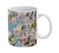 RLDOBOFE Japanese Floral Cherry Blossom Ceramic Coffee Mug, 11.2 Oz Tea Cup with Handle, Coffee Cup for Latte Hot Tea Cappuccino Mocha Cocoa