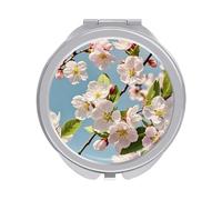 RLDOBOFE Japanese Floral Cherry Blossom Mirror, Compact and Portable, Round Mirror,Folding Handheld, 2-Sided, Makeup Mirror for Handbag Purse Pocket 2.4 Inches