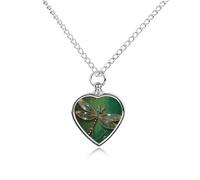 RLDOBOFE Jewel Dragonfly Pet Cremation Necklaces for Ashes Personalized Pet Ashes Jewelry Heart Shaped Urn Pendant Custom Memorial Funeral Keepsake for Loss Dogs Cats