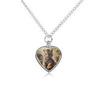 RLDOBOFE Jungle Animals Urn Necklace Heart Cremation Jewelry for Ashes Memorial Keepsake Jewelry with Funnel Filler Urn Locket for Women Men to Hold Ashes of Pet Loved Ones