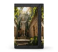 RLDOBOFE Jungle God Trifold Wallet Minimalist Mens Wallet with Key Hook 8 Card Slots Modern Stylish Polyester Security Wallets Fashion Slim Credit Card Holder Id Window