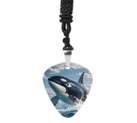 RLDOBOFE Killer Whale Guitar Pick Necklace Stainless Steel Guitar Pendant Necklace Hip Hop Punk Music Jewelry Customizable Gifts Accessory for Women Men Music Lovers