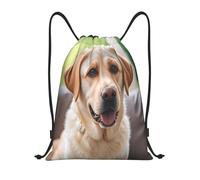 RLDOBOFE Labrador Drawstring Backpack for Men and Women, Black / White, S