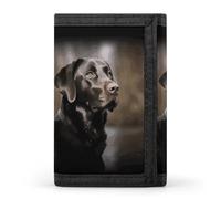 RLDOBOFE Labrador Retriever Trifold Wallet Minimalist Mens Wallet with Key Hook 8 Card Slots Modern Stylish Polyester Security Wallets Fashion Slim Credit Card Holder Id Window