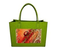 RLDOBOFE Ladybug Flower Felt Tote Bag Reusable Foldable Grocery Bag Versatile Large Capacity Commuter Handbag, Light Green, One Size