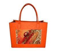 RLDOBOFE Ladybug Flower Felt Tote Bag Reusable Foldable Grocery Bag Versatile Large Capacity Commuter Handbag, Fruit Orange, One Size