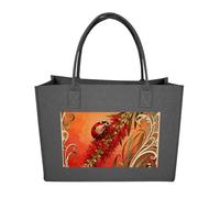 RLDOBOFE Ladybug Flower Felt Tote Bag Reusable Foldable Grocery Bag Versatile Large Capacity Commuter Handbag, Dark Gray, One Size
