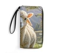 RLDOBOFE Lamb PU Leather Wallet with Rope, Zip Multi-Layer Pocket Card Holder, Small Purse for Men And Women