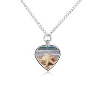 RLDOBOFE Large Seashell Starfish Cremation Jewelry for Ashes Heart Urn Necklaces Personalized Memorial Necklace Dog Cat Keepsake Pendant Custom Small Locket Ash Holder for Women Men