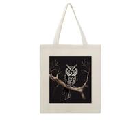 RLDOBOFE Late Night Owl Print Canvas Tote Bag Reusable Grocery Bag Lightweight Shopping Cloth Bags with Long Handles Aesthetic Cute Shoulder Bags for Women Lady Casual Vacation