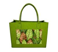 RLDOBOFE Leaf Vein Green Felt Tote Bag Reusable Kitchen Grocery Bag Versatile Large Capacity Commuter Handbags, Light Green, One Size