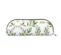 RLDOBOFE Leather Pencil Case Zipper Pouch for Pencils, Pens, Markers, Makeup, Currency, Coins, Watercolor Flower Green Sage Grass, Taille unique