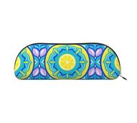 RLDOBOFE Lemon Bohemia Pencil Pouch Leather,Small Pen Bags With Zipper For Pencils,Pens,Markers,Makeups,Change,Coins