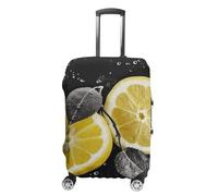 RLDOBOFE Lemon with on Black And White Baggage Cover for Travel, Washable Suitcase Covers for Home, Dustproof Luggage Protector Skins with Zippers, Protector Anti Scratch, Luggage Covers, white, M