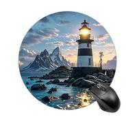 RLDOBOFE Lighthouse by The Sea Mouse Pad, Rubber Base & Smooth Cloth Surface, Portable Round Mouse Pad, Rubber Mousepad for Office Home Gaming Laptop Men Women 7.8In