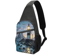RLDOBOFE Lighthouse by The Sea Sling Bag Crossbody Bags Chest Bag