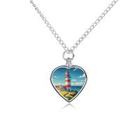 RLDOBOFE Lighthouse Diamond Cremation Jewelry for Ashes Heart Urn Necklaces Personalized Memorial Necklace Dog Cat Keepsake Pendant Custom Small Locket Ash Holder for Women Men
