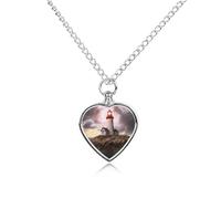 RLDOBOFE Lighthouse Pet Cremation Necklaces for Ashes Personalized Pet Ashes Jewelry Heart Shaped Urn Pendant Custom Memorial Funeral Keepsake for Loss Dogs Cats
