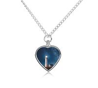 RLDOBOFE Lighthouse Pet Cremation Necklaces for Ashes Personalized Pet Ashes Jewelry Heart Shaped Urn Pendant Custom Memorial Funeral Keepsake for Loss Dogs Cats