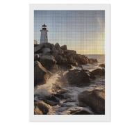 RLDOBOFE Lighthouse Rocks Seaside Diamond Painting Kit for Adults Square 5D Diamond Art Kits for Beginners DIY Full Drill Diamonds Dots Painting Gem Arts Crafts Home Wall Decor Gift 8"x12"