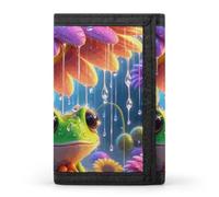 RLDOBOFE Little Frog on The Flower Wallet for Men with Cash Pocket 1 Id Window 8-13 Cards Slim Rfid Blocking Trifold Wallet