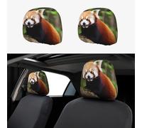 RLDOBOFE Little Red Panda Animal Car Headrest Cover 2 PCS, Funny Auto Front Seat Head Rest Protector, Universal Car Headrest Protector Elastic, Personalized Seat Cover Headrest Trim for Most Cars