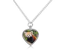 RLDOBOFE Little Red Panda Pet Urn Necklaces for Ashes, Heart-Shaped Pendant for Cat Lover, Custom Dog Cremation Keepsake Jewelry, Picture Necklace Personalized for Loss of Dog