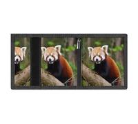 RLDOBOFE Little Red Panda Trifold Wallet Minimalist Mens Wallet with Key Hook 8 Card Slots Modern Stylish Polyester Security Wallets Fashion Slim Credit Card Holder Id Window