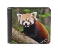 RLDOBOFE Little Red Panda Wallet Passcase for Men, Extra Capacity Bifold Leather Wallets with ID Windows, Slim Stylish Wallet for Gift, Blocking Money Clip for Cards, Coin Pouch