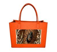 RLDOBOFE Longhorn Beetle Bark Felt Tote Bag Reusable Kitchen Grocery Bag Versatile Large Capacity Commuter Handbags, Fruit Orange, One Size