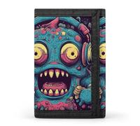 RLDOBOFE Love Music Monster Wallet for Men, Extra Capacity Trifold Wallet for Women, Foldable Money Clip with ID Window for Pocket, Credit Card Holder, Personalized Wallets for Travel