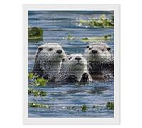 RLDOBOFE Lovely Sea Otter Diamond Painting Kit for Adults Round 5d Diamond Art Kits for Beginners DIY Full Drill Diamonds Dots Painting Gem Arts Crafts Home Wall Decor Gift 16"x20"