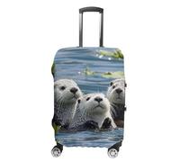 RLDOBOFE Lovely Sea Otter Travel Luggage Cover Anti Scratch Suitcase Protector Washable Elastic Baggage Cover, white, M, Stylish
