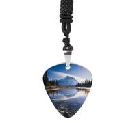 RLDOBOFE Magnificent View in Banff Guitar Pick Necklace, Guitar Pick Holder Pendant for Women, Guitar Music Necklace for Men, Personalized Rock Music Necklace with Chain, Music Picks