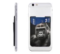 RLDOBOFE Male Gorilla Phone Wallet, Stick On Card Holder for Back of Phone Case - Leather Cell Phone Card Wallet Sleeve Adhesive Phone Pocket - Compatible with Most Cell Phones