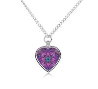 RLDOBOFE Mandala Stylized Cremation Jewelry for Ashes Heart Urn Necklaces Personalized Memorial Necklace Dog Cat Keepsake Pendant Custom Small Locket Ash Holder for Women Men