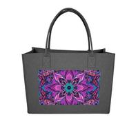 RLDOBOFE Mandala Stylized Felt Tote Bag Reusable Foldable Grocery Bag Versatile Large Capacity Commuter Handbag, Dark Gray, One Size