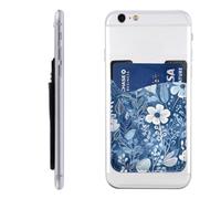 RLDOBOFE Many Flowers Phone Wallet, Stick On Card Holder for Back of Phone Case - Leather Cell Phone Card Wallet Sleeve Adhesive Phone Pocket - Compatible with Most Cell Phones